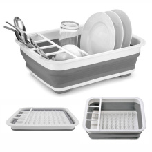 Foldable Drying Rack Drainer Dinnerware Basket Organizer Collapsible Kitchen Storage Counter Silicone Sink Dish Drying Rack